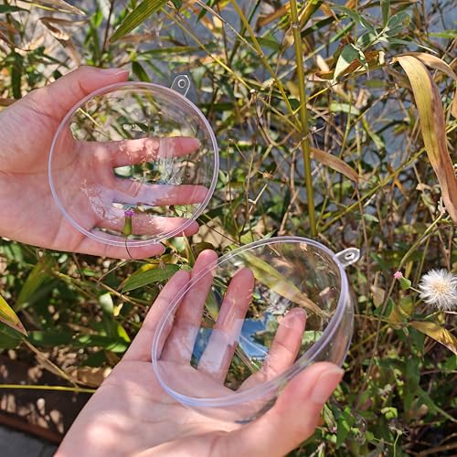 YOZIEMQ Acrylic Hollow Ball, Clear Plastic Fillable Ornaments Ball, DIY Clear Plastic Balls for New Years Present,Xmas Tree,Home Decoration,Wedding,Party (10cm/3.94inch,10PCS) - Image 2