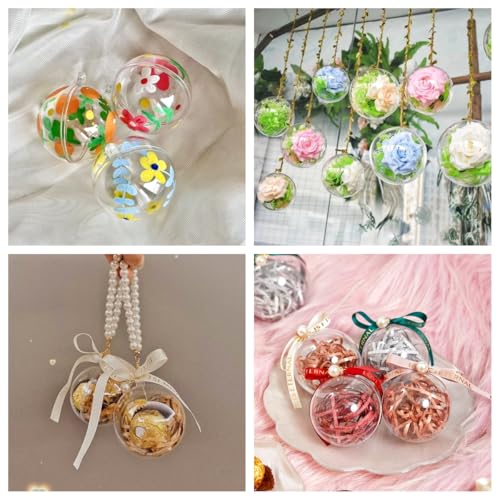 YOZIEMQ Acrylic Hollow Ball, Clear Plastic Fillable Ornaments Ball, DIY Clear Plastic Balls for New Years Present,Xmas Tree,Home Decoration,Wedding,Party (10cm/3.94inch,10PCS) - Image 4