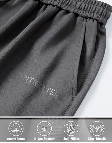 HHZ Men's Cotton Casual Loose Fit Sweatpants Yoga Baggy Sweats Open Bottom Sweatpants Lounge Jogging Gym Workout Pants Wide Leg Sweatpant(Y001Grey,42) - Image 4