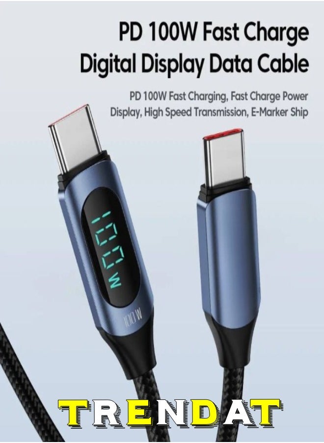 GERLAX 100W Fast Charging Cable And Screen To Show The Charging Capacity From Type C to Type C  - Image 2