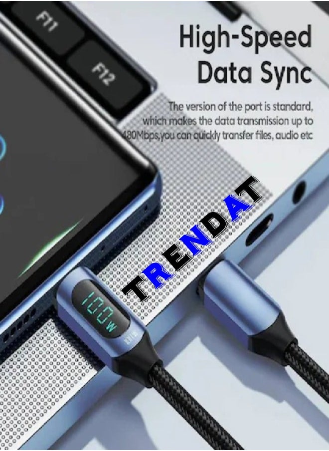GERLAX 100W Fast Charging Cable And Screen To Show The Charging Capacity From Type C to Type C  - Image 4