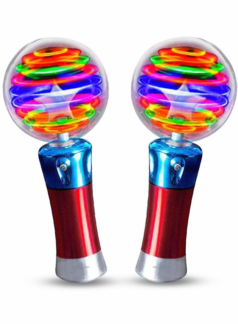 عصي كرة سحرية متوهجة للأطفال، عصي LED دوارة ملونة للأولاد والبنات، عرض ضوء دوار مثير، البطاريات غير مضمنة، هدايا حفلات عيد الميلاد، جوائز الكرنفال للأطفال (طقم من 2)