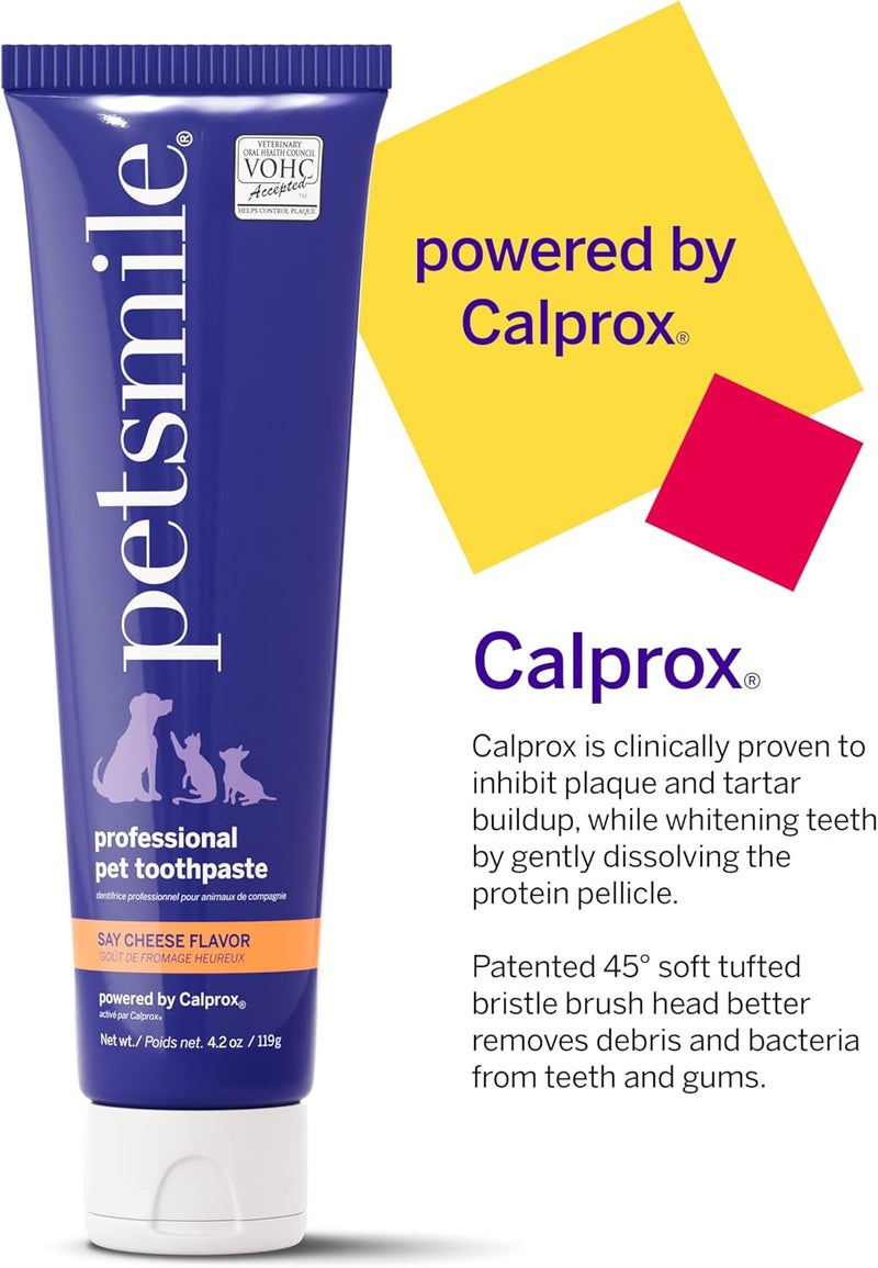 petsmile Professional Pet Toothpaste - Cat & Dog Teeth Cleaning Supplies - Controls Plaque, Tartar, & Bad Breath - VOHC Accepted Toothpaste - Pet Dental Care Essentials (Say Cheese, 4.2 Oz) - Image 3