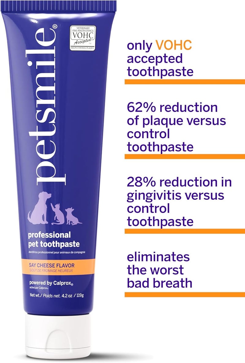 petsmile Professional Pet Toothpaste - Cat & Dog Teeth Cleaning Supplies - Controls Plaque, Tartar, & Bad Breath - VOHC Accepted Toothpaste - Pet Dental Care Essentials (Say Cheese, 4.2 Oz) - Image 4