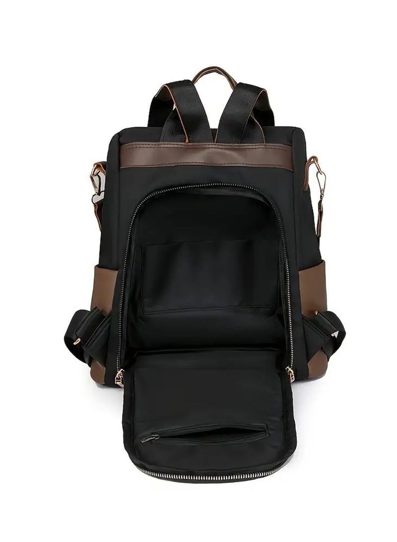 عربست حقيبة ظهر نسائية أنيقة بسيطة مع كرات صوفية، حقيبة سفر عادية، حقيبة ظهر من النايلون للنساء، حقيبة كتف، حقيبة ظهر قابلة للتحويل مضادة للسرقة ومقاومة للماء (بيج) - Image 5