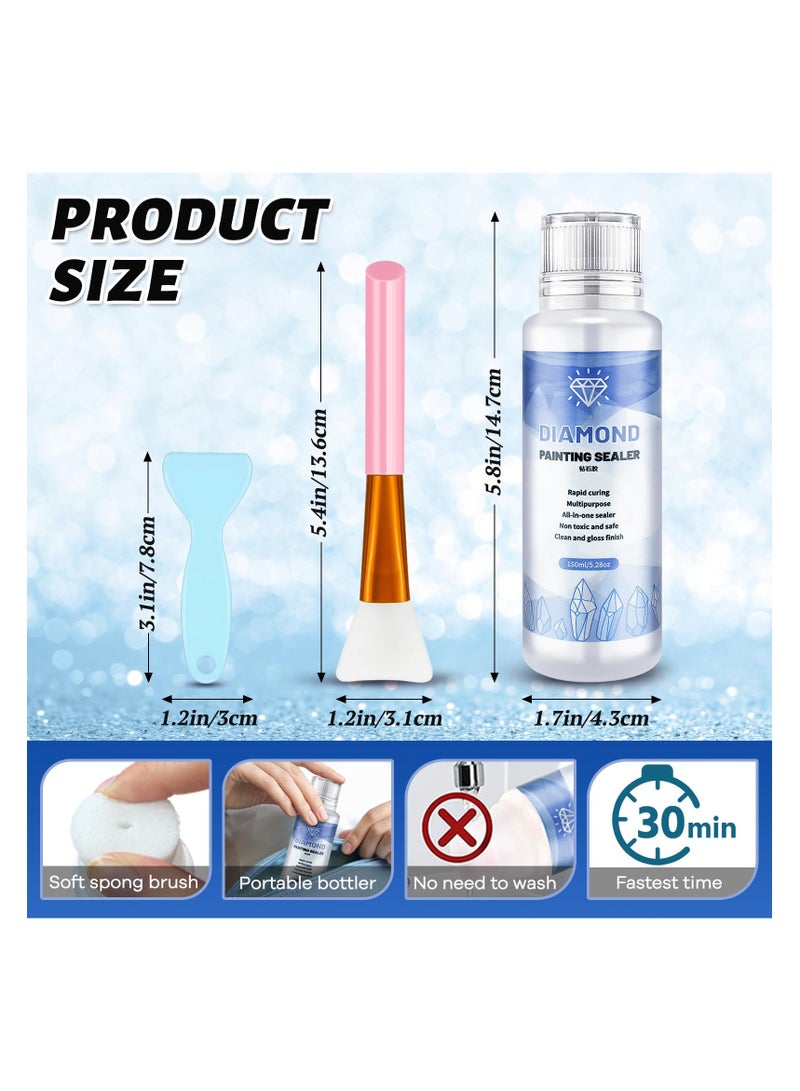 SYOSI Diamond Painting Sealer for Permanent Hold and Glossy Finish |150ML Sealer with Applicator Brush | Ideal for Diamond Art, Puzzles, and Crafts | Safe, Fast-Drying, and Easy to Apply (5.28OZ) - Image 5