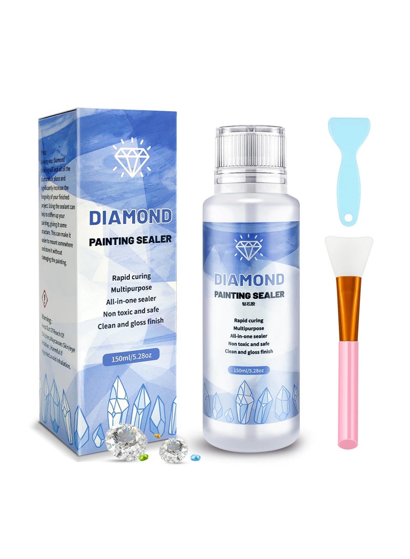 SYOSI Diamond Painting Sealer for Permanent Hold and Glossy Finish |150ML Sealer with Applicator Brush | Ideal for Diamond Art, Puzzles, and Crafts | Safe, Fast-Drying, and Easy to Apply (5.28OZ) - Image 1