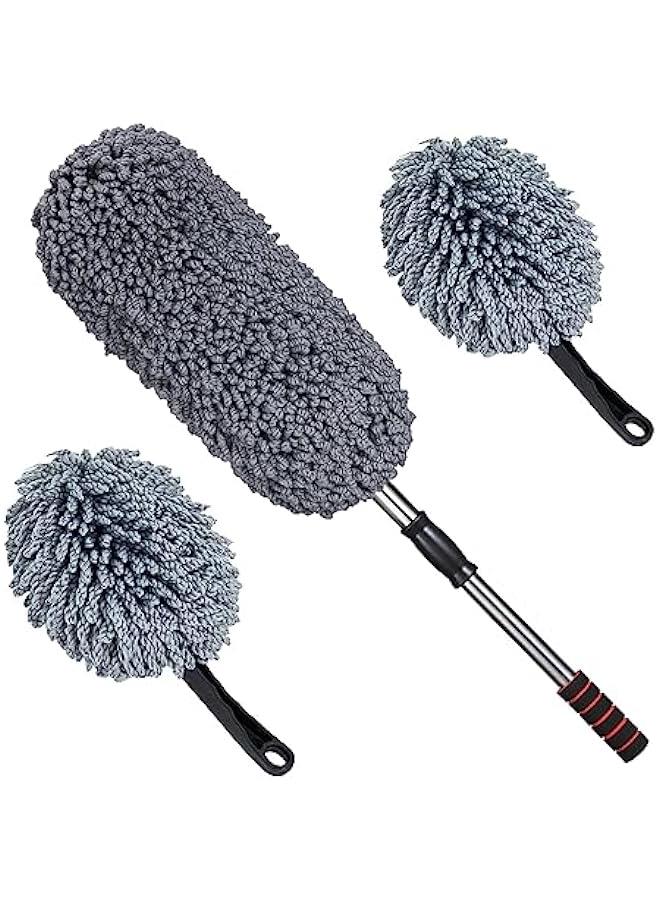 Beauenty 3 Pack Large Microfiber Car Duster Exterior Scratch Free with Extendable, Car Duster Interior Multipurpose dust Cleaning - Image 1