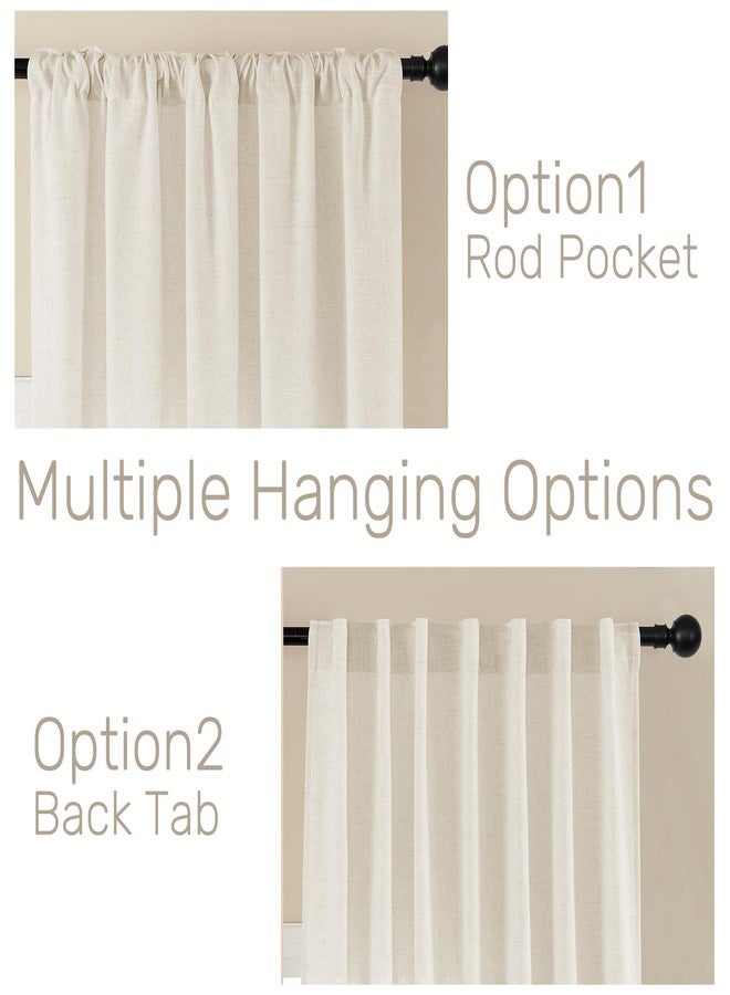 Joydeco Linen Curtains 2 Panel Set,Light Filtering, Ivory on Linen Curtains 84 Inch Curtains for Living Room, Cream Drapes 84 Inches Long Rod Pocket Back Tab Curtains (84" L x 37" W) - Image 3