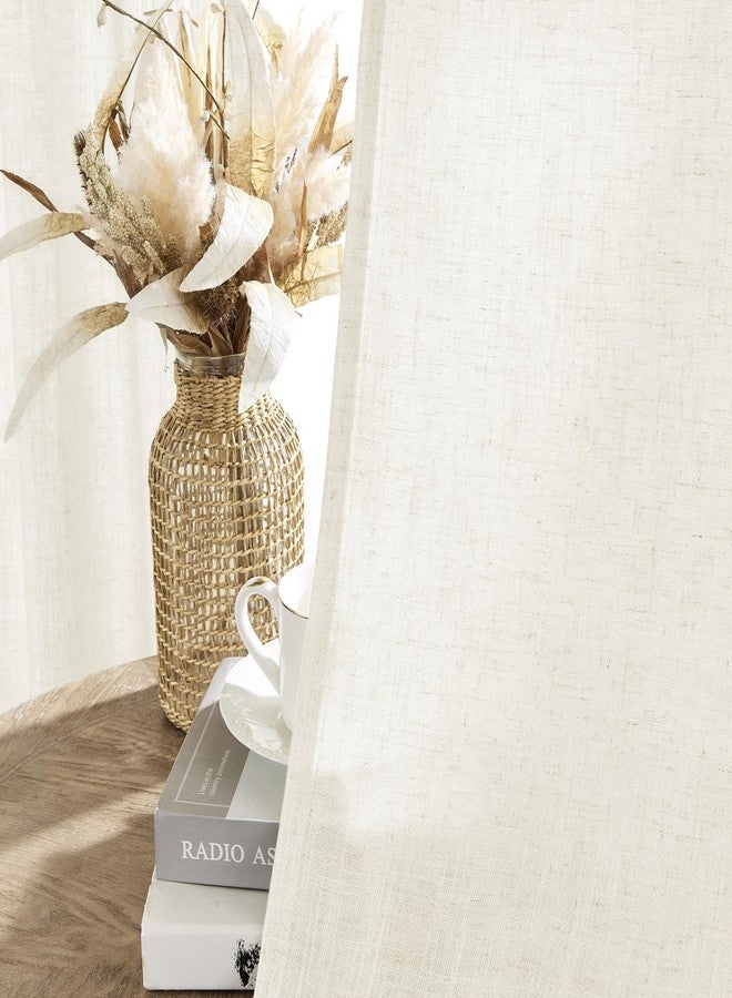Joydeco Linen Curtains 2 Panel Set,Light Filtering, Ivory on Linen Curtains 84 Inch Curtains for Living Room, Cream Drapes 84 Inches Long Rod Pocket Back Tab Curtains (84" L x 37" W) - Image 5