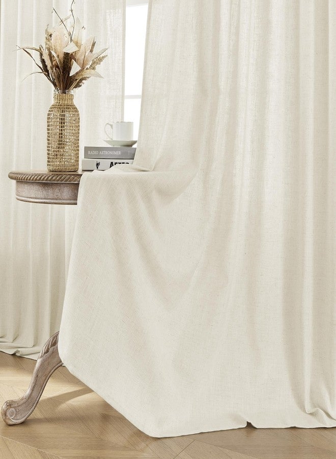 Joydeco Linen Curtains 2 Panel Set,Light Filtering, Ivory on Linen Curtains 84 Inch Curtains for Living Room, Cream Drapes 84 Inches Long Rod Pocket Back Tab Curtains (84" L x 37" W) - Image 4