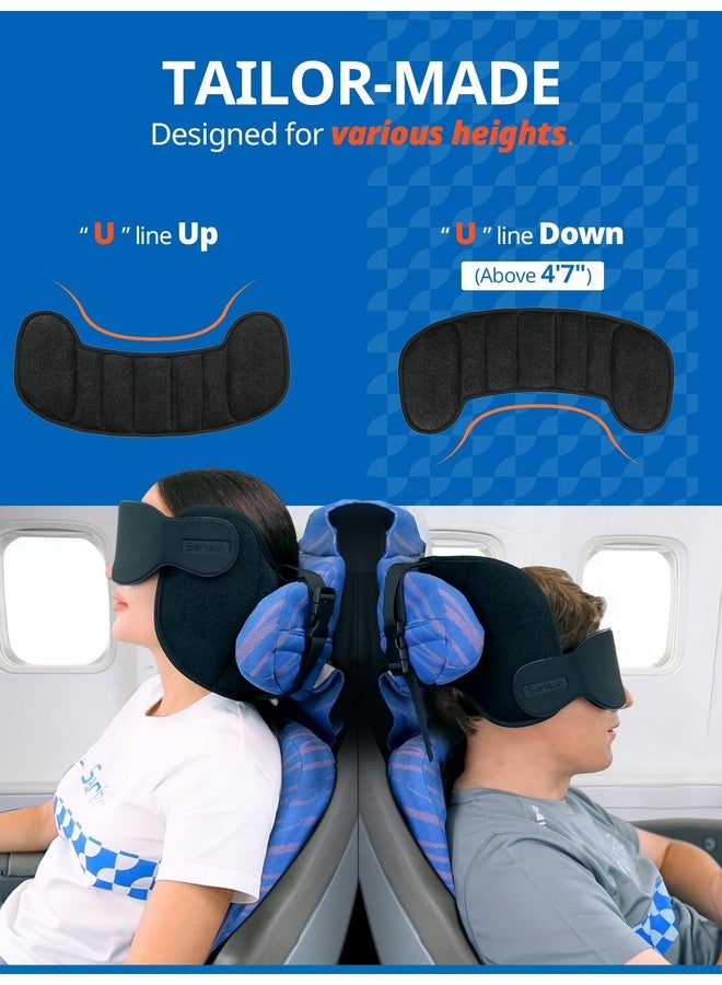 SARISUN SARISUN Upgraded Travel Pillow, U-Shaped Airplane Head Strap for All Heights, 360° Support, 3D Sleep Mask, 100% Light Blocking, Long Flights Essentials Headrest, Stop Bobblehead, Black - Image 5