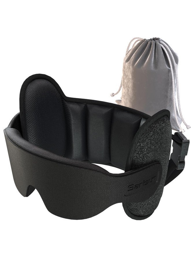 SARISUN SARISUN Upgraded Travel Pillow, U-Shaped Airplane Head Strap for All Heights, 360° Support, 3D Sleep Mask, 100% Light Blocking, Long Flights Essentials Headrest, Stop Bobblehead, Black - Image 1
