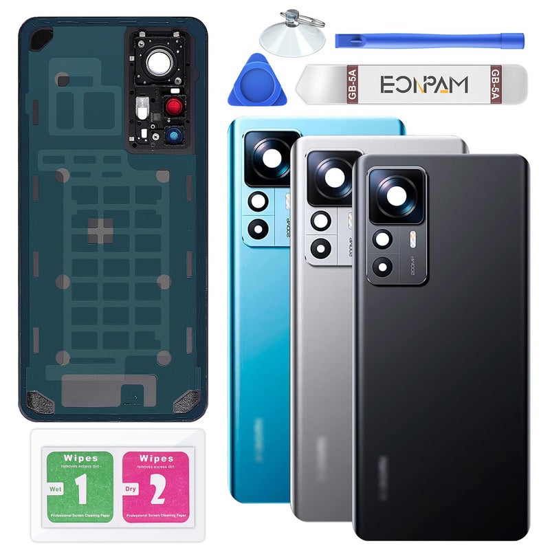 Eonpam Back Glass Replacement for Xiaomi 12T Pro Back Cover Rear Housing with Camera Lens Repair Tool Kit Genuine Rear Glass Black - Image 2
