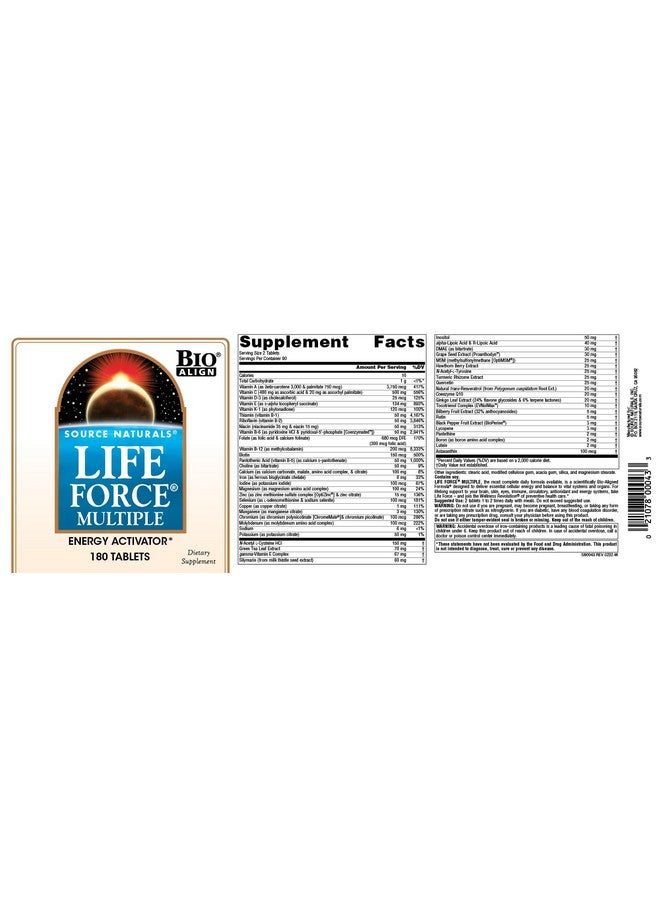 Source Naturals Life Force Multiple, Energy Activator* - 180 Tablets - Image 4