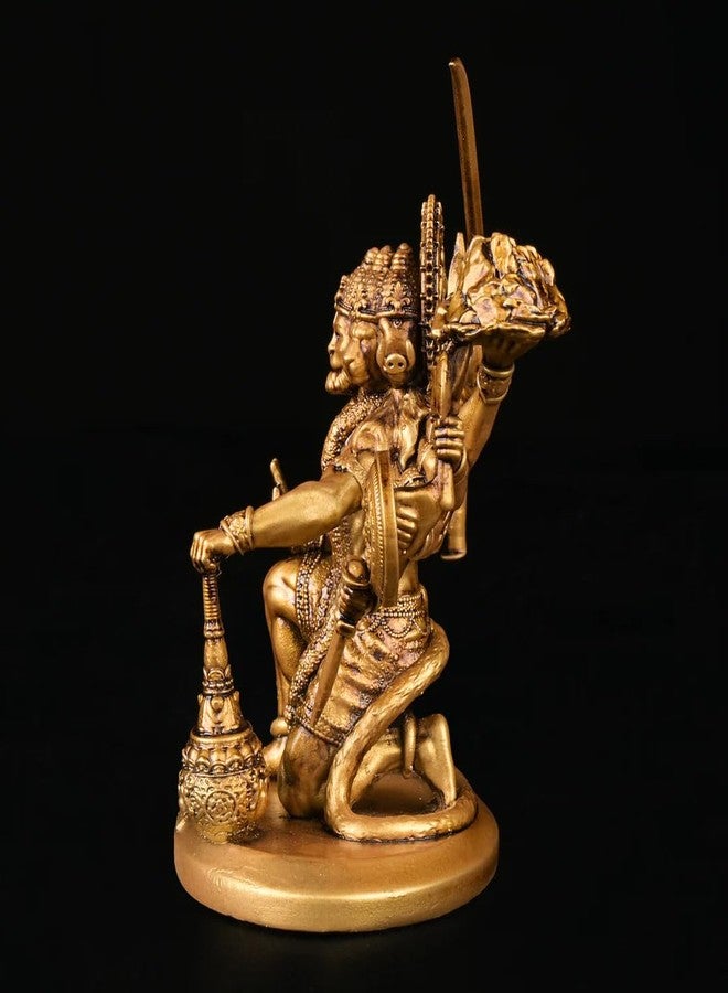 Artarium Panchmukhi Hanuman Idol, Sitting Hanuman Ji Statue for Car and Home Decor, Golden & Antique Hanuman Ji Idol for Pooja Room, Bajrang Bali Idol for Car Dashboard, Size - 3.5 Inch - Image 4
