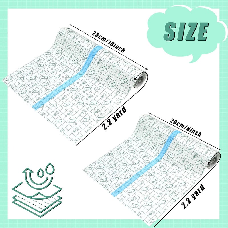 Nuanchu 2 Rolls Transparent Stretch Adhesive Bandage Waterproof Tattoo Bandage Round Transparent Film Dressing Clear Adhesive Dressing Tape for Shower Tattoos8 Inch 10 Inch Wide - Image 2