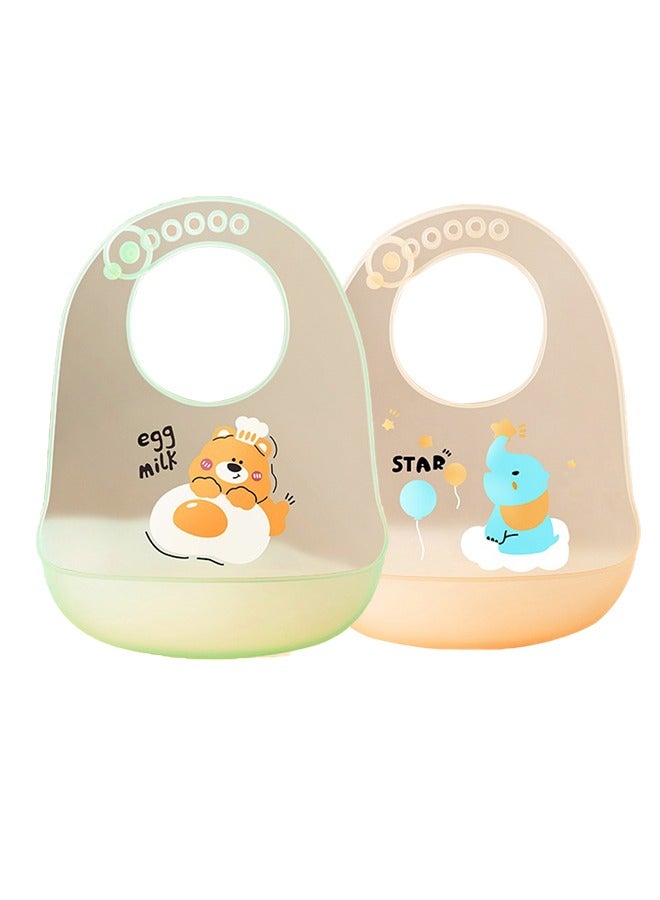 Baby Silicone Bib, Waterproof Bib, 2 Pack - Image 1