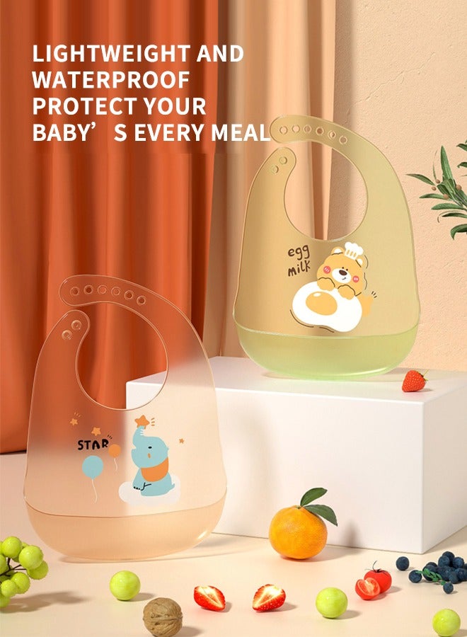 Baby Silicone Bib, Waterproof Bib, 2 Pack - Image 2