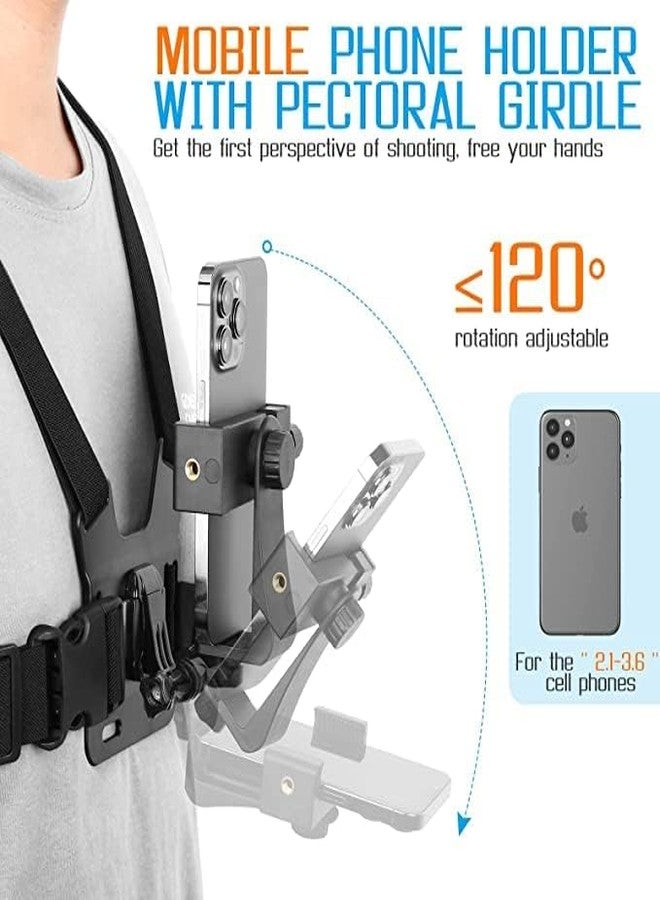 Sounce Mobile Phone Chest Strap Mount GoPro Chest Harness Holder for VLOG/POV Compatible with All Cell Phones and GoPro Hero 9, 8, 7, 6, 5,OSMO Action, AKASO and Other Action Camera - Image 2