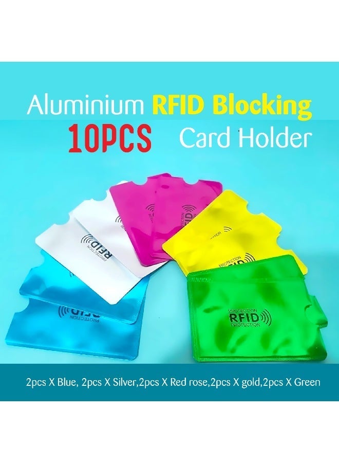 10 قطع من حاملات بطاقات حجب تقنية RFID المصنوعة من الألومنيوم، غلاف آمن مضاد للمسح الضوئي لبطاقات حجب تقنية RFID، أفضل طريقة لحماية بطاقات الائتمان من السرقة الإلكترونية - Image 2