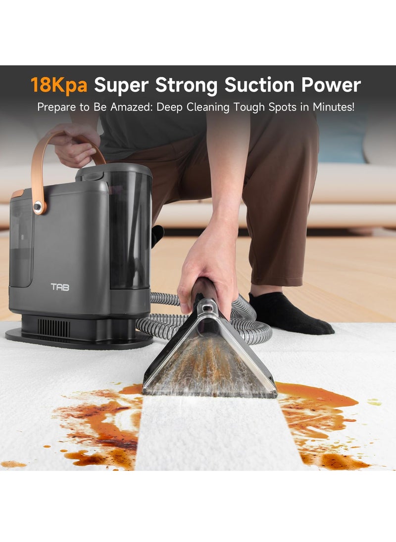 TAB Carpet Cleaner Machine, 18KPa Portable Upholstery Spot Cleaner Shampooer Machine, Powerful Deep Stain Remover, Deep Cleaner for Pets, Furniture, Stairs,Car Seat and Couch, Self-Cleaning, R3  - Image 2