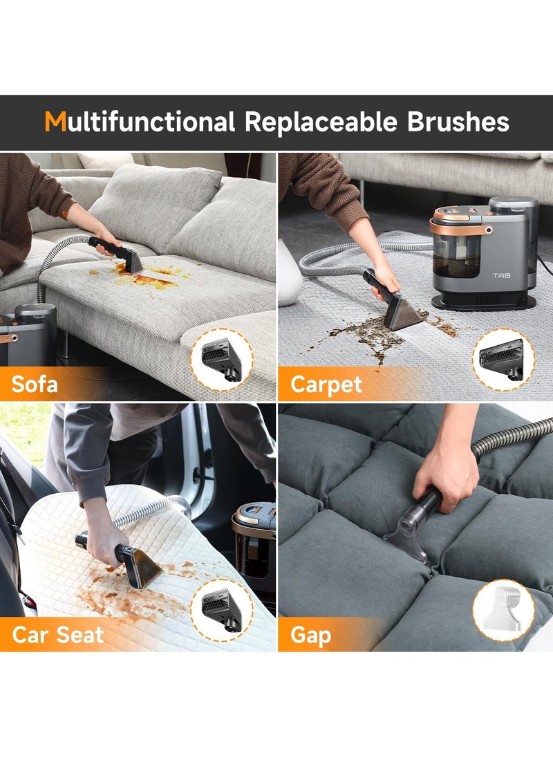 TAB Carpet Cleaner Machine, 18KPa Portable Upholstery Spot Cleaner Shampooer Machine, Powerful Deep Stain Remover, Deep Cleaner for Pets, Furniture, Stairs,Car Seat and Couch, Self-Cleaning, R3  - Image 3