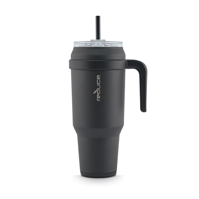 REDUCE 50 oz Stainless Steel Tumbler with Handle - Dual-Wall Vacuum Insulated Travel Mug  Sweat-Proof Lid & Reusable Straw - Keeps Drinks Cold for 24 Hrs  Fits Cupholders  Dishwasher Safe - Black - Image 1