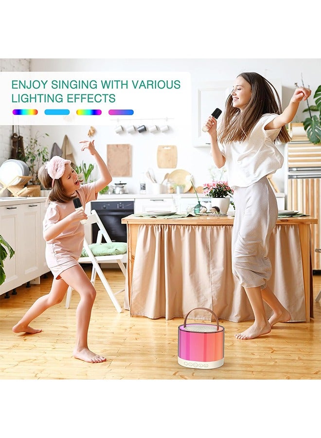 Mini Karaoke Machine, Bluetooth Karaoke Speaker with 2 Wireless Microphones, Wireless Karaoke Machine, Singing Machine with 5 Voice Changer, LED Colorful Lights, for Adults Kids Home Party - Image 4