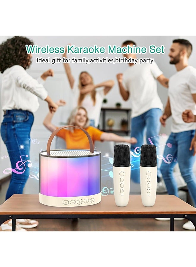 Mini Karaoke Machine, Bluetooth Karaoke Speaker with 2 Wireless Microphones, Wireless Karaoke Machine, Singing Machine with 5 Voice Changer, LED Colorful Lights, for Adults Kids Home Party - Image 5