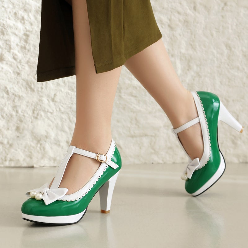 Model 2024 Spring T-Shaped Buckle Cos Women'S Shoes 30-48 Bow Shallow Mouth Shoes - Image 3