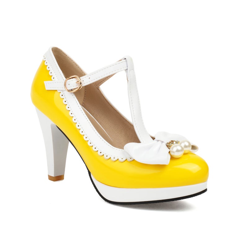 Model 2024 Spring T-Shaped Buckle Cos Women'S Shoes 30-48 Bow Shallow Mouth Shoes - Image 1