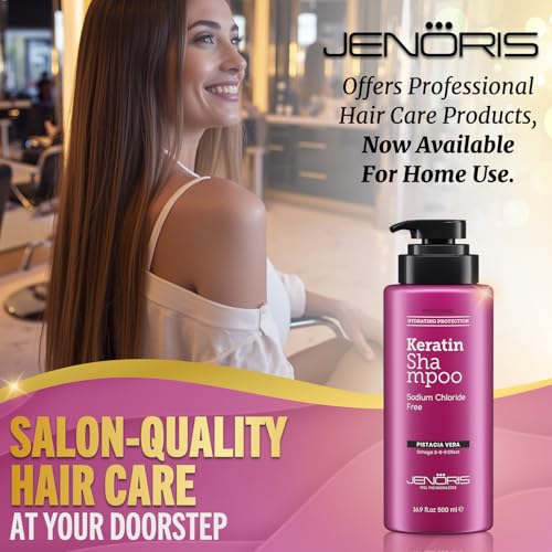 Jenoris Keratin Shampoo for Women, Moisturizing Shampoo for Keratin Treated Hair, With Natural Omega Oils, Salon Professional, Paraben & SLS Free, for Dry & Damaged Hair, 16.9 Fl Oz - Image 3
