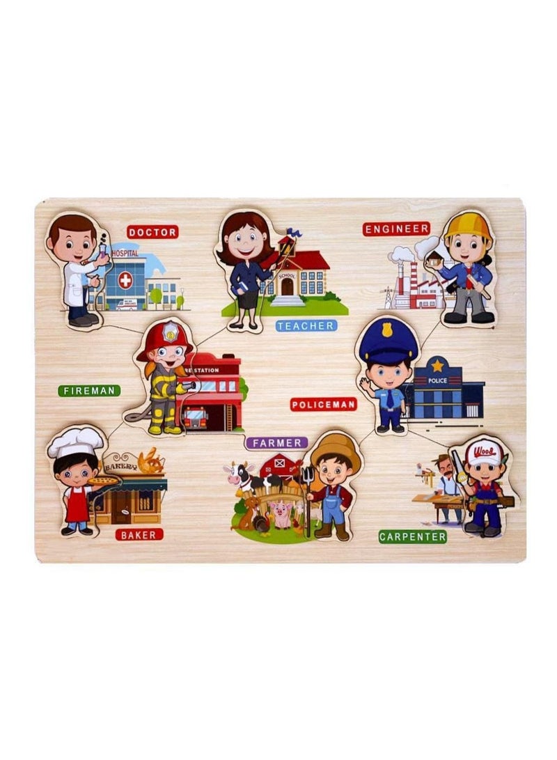 بازل خشب تعليمى للأطفال – المهن والوظائف المجتمعيين متعدد الالوان - Image 1