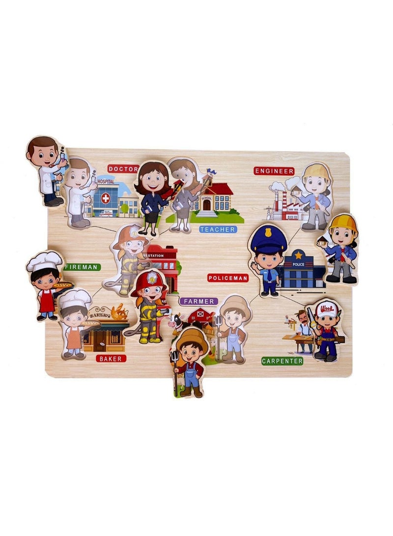 بازل خشب تعليمى للأطفال – المهن والوظائف المجتمعيين متعدد الالوان - Image 2