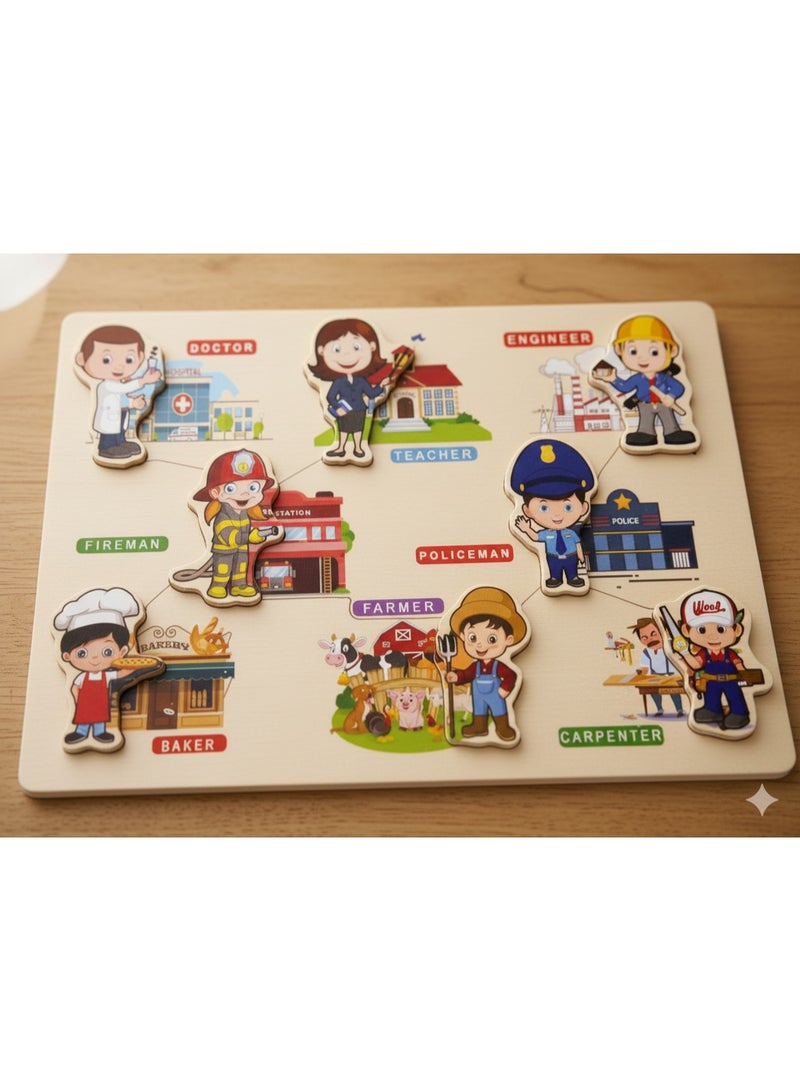 بازل خشب تعليمى للأطفال – المهن والوظائف المجتمعيين متعدد الالوان - Image 3