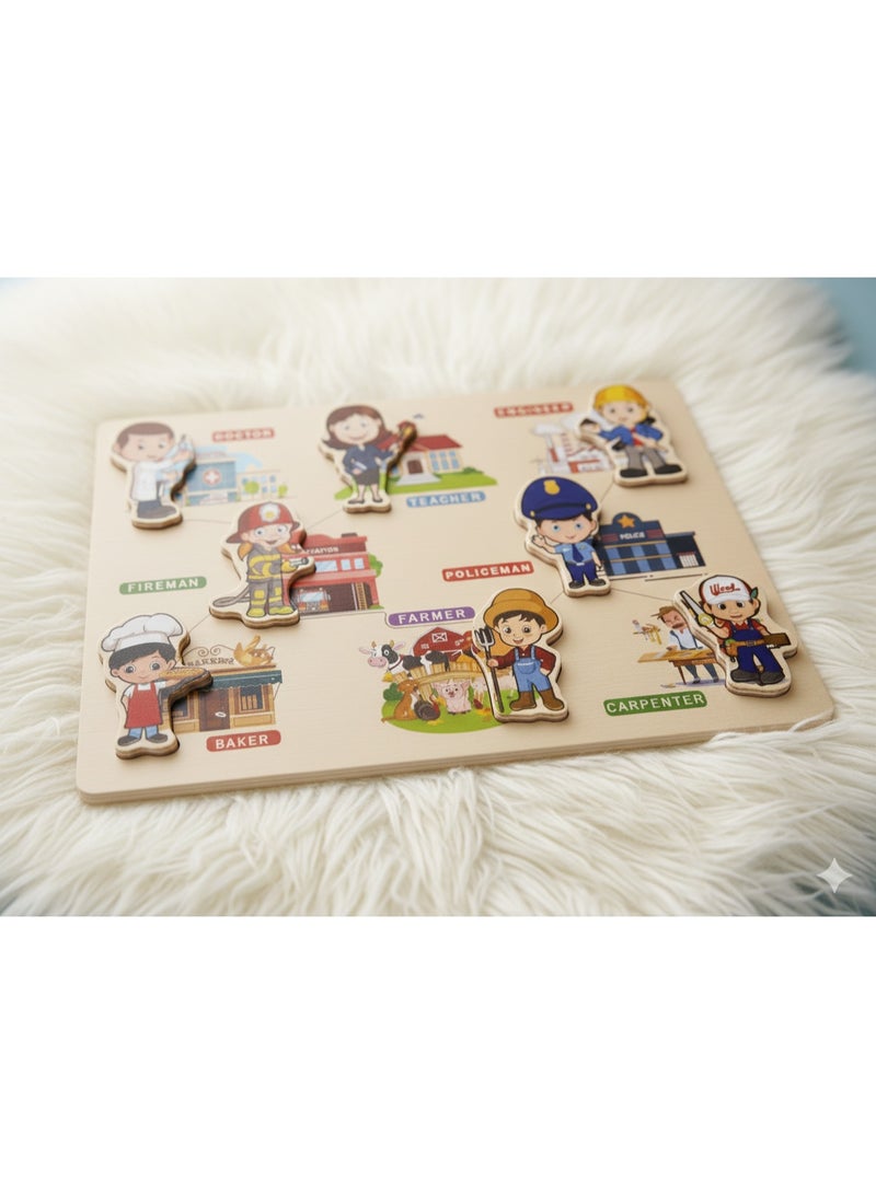 بازل خشب تعليمى للأطفال – المهن والوظائف المجتمعيين متعدد الالوان - Image 5