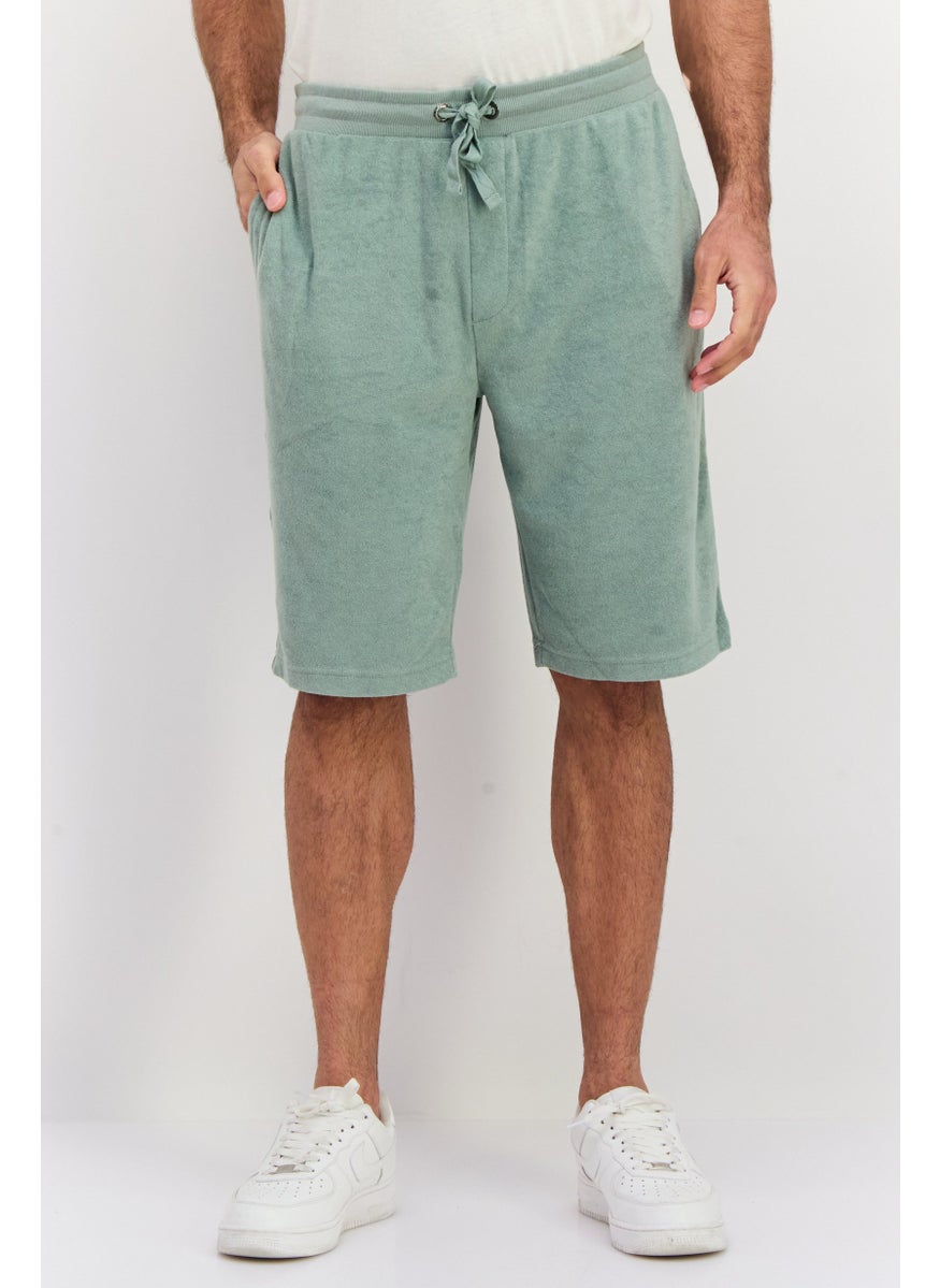 BRAVE SOUL Men Drawstring Basic Shorts, Slate Green  - Image 1