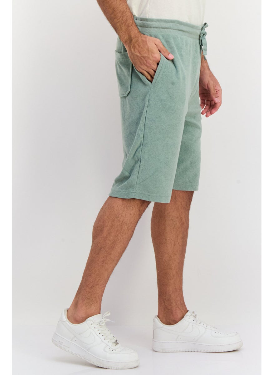 BRAVE SOUL Men Drawstring Basic Shorts, Slate Green  - Image 2