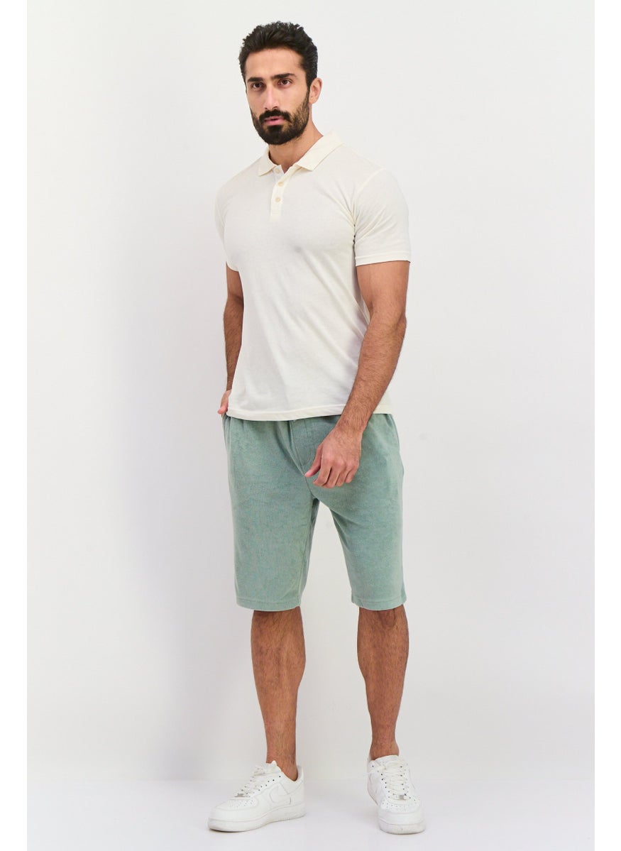 BRAVE SOUL Men Drawstring Basic Shorts, Slate Green  - Image 4