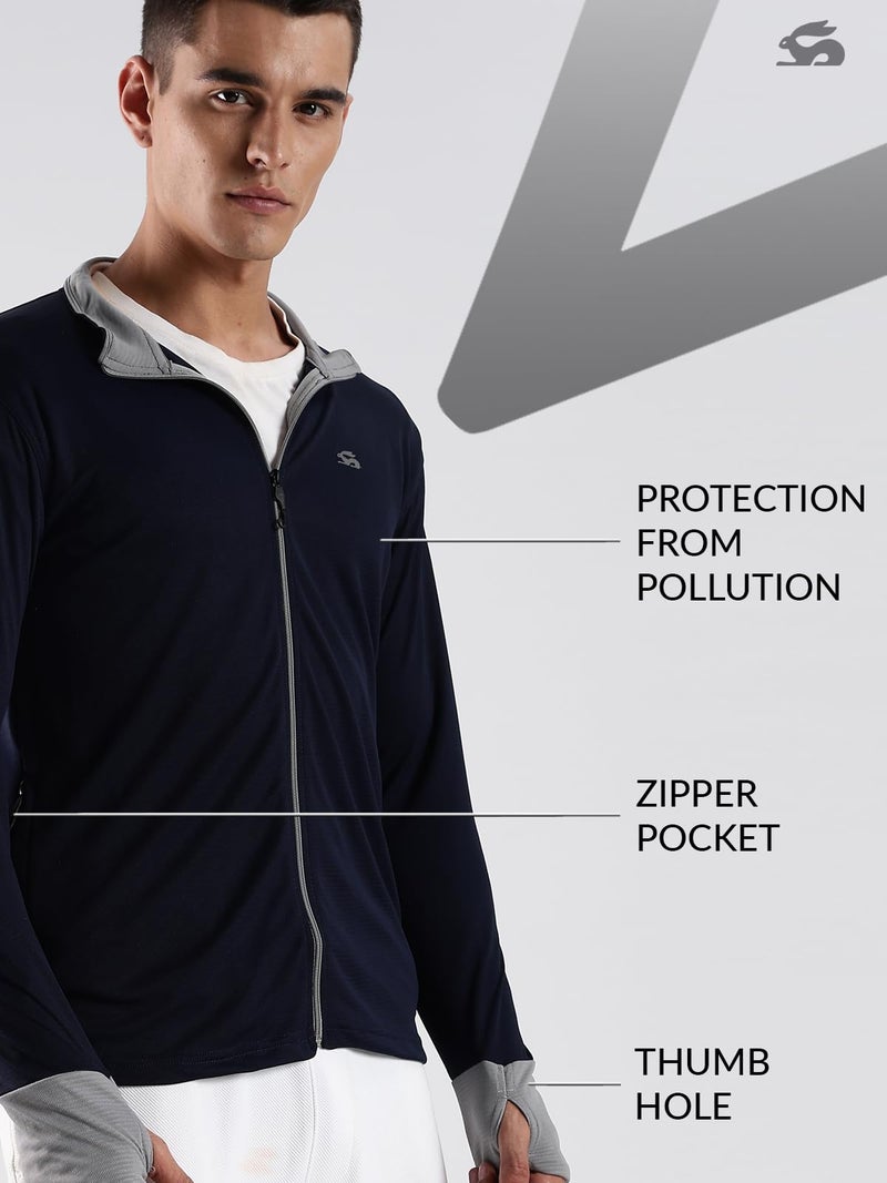 ADRO Sunscreen Jacket for Men UV Sun Advanced Protection Running Jackets For Men Biker Jackets with Zipper Sports jacket for men | SSJ-PLN-NB-M - Image 3