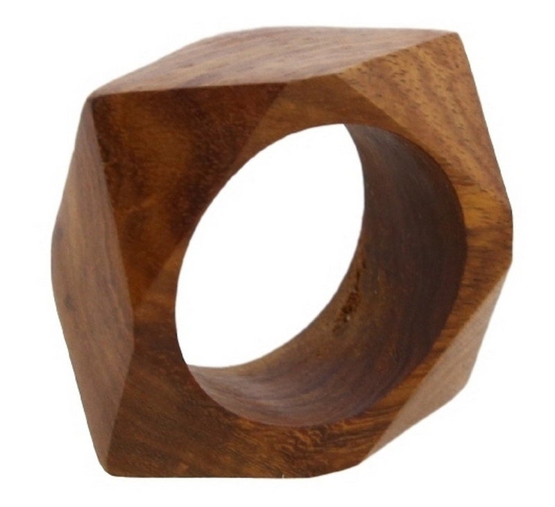 ShalinIndia Shalinindia Handmade Wood Napkin Ring Set Artisan Crafted in India Set of 12  - Image 2