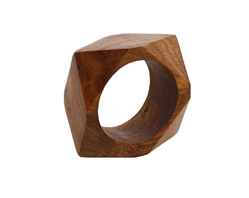 ShalinIndia Shalinindia Handmade Wood Napkin Ring Set Artisan Crafted in India Set of 12  - Image 4