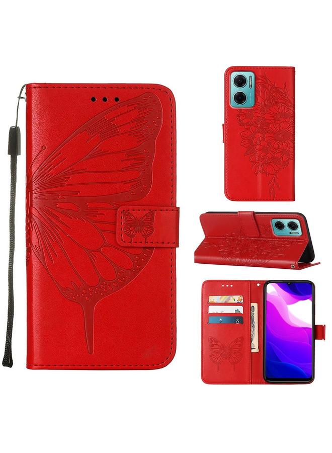 The Bros Case For Xiaomi Redmi 10 Prime+ 5G/Note 11E Embossed Butterfly Leather Phone Case