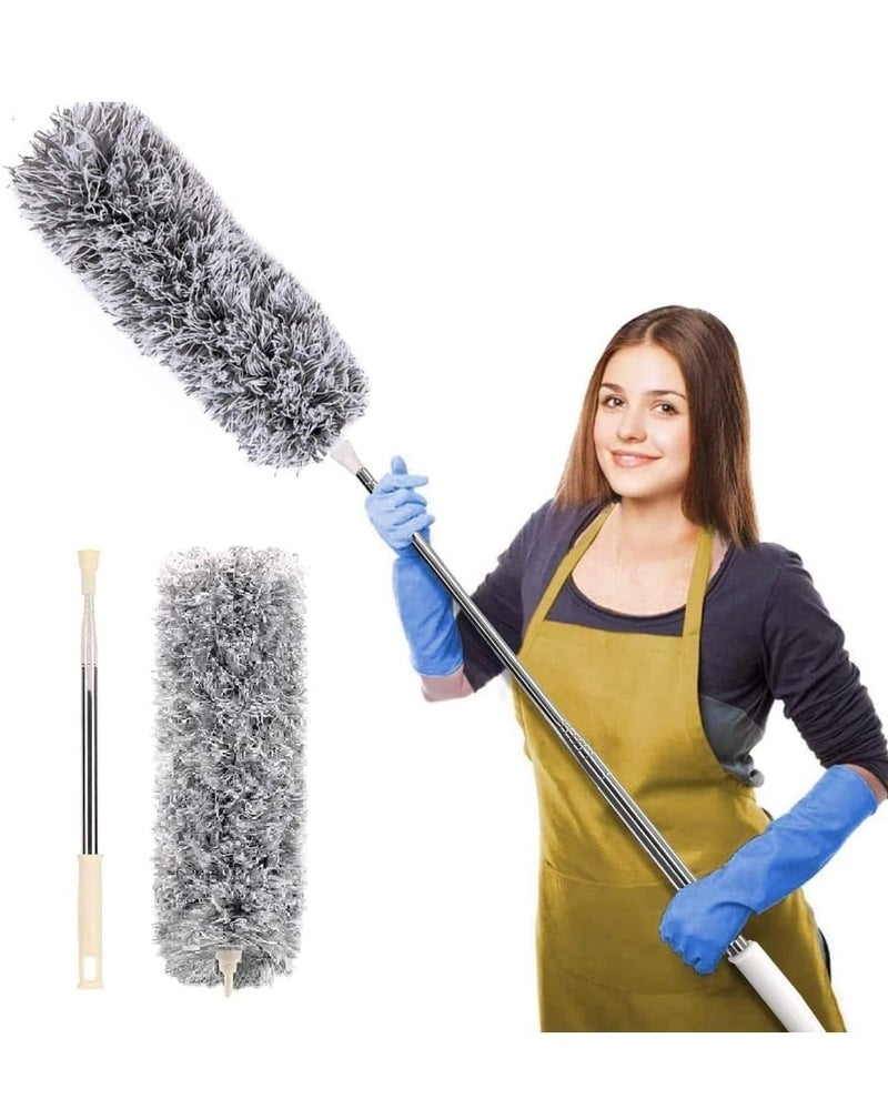 ShipFayda Upgraded Long Handle Microfiber Feather Ceiling Duster for Dust Cleaning with extendable Pole 30100 Inch with Anti Scratch Bendable Head Brush for Cleaning Pack of 1