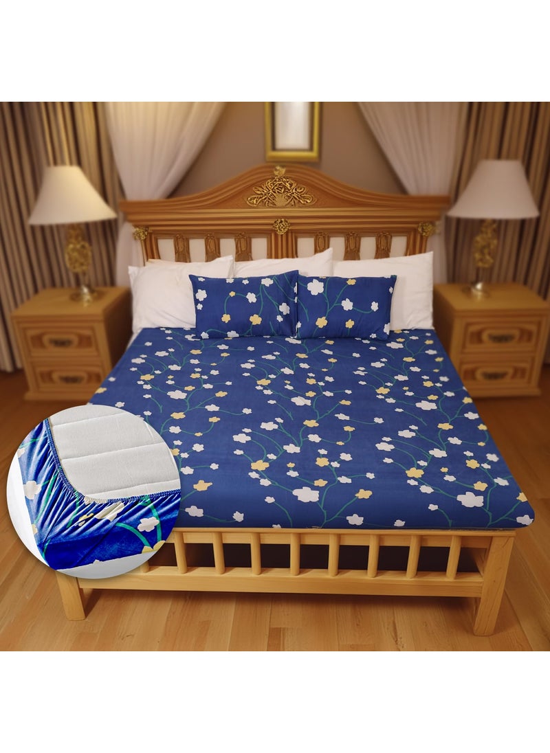 Status Contract Status Contract Cotton Rich Double Fitted Bedsheet with 2 Pillow Covers for Bed Room Home Hotel120 GSM D2  - Image 1