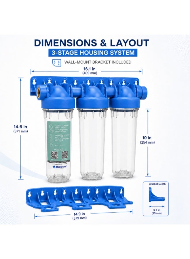 ATLAS FILTRI 3 Stage water Filter machine, machine Whole House Water Filter,3-Stage water Filtration machine, Sets of High Capacity Replacement Pre-Filter Sets for Essence Series Reverse Osmosis Water Filter System Stage 1, 2&3. - Image 3