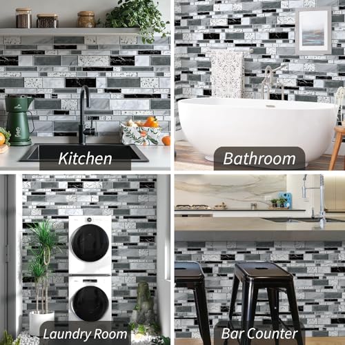 WENMER Peel and Stick Backsplash Wallpaper, Kitchen Backsplash Wallpaper, Kitchen Peel and Stick Wall Paper, Tile Contact Paper for Countertop, Bathroom 17.7"x 78.7" - Image 4