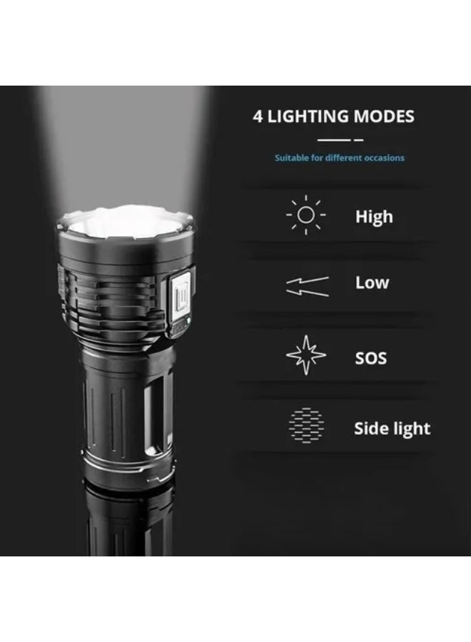 Forthcan Rechargeable LED Flashlight 4500 Lumens, 4 Modes (High/Low/Strobe/Side Light), USB-C, Waterproof for Camping & Night Use - Image 4