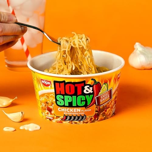 Nissin Hot & Spicy Ramen Noodle Soup, Chicken, 3.32 Ounce (Pack of 6) - Image 3